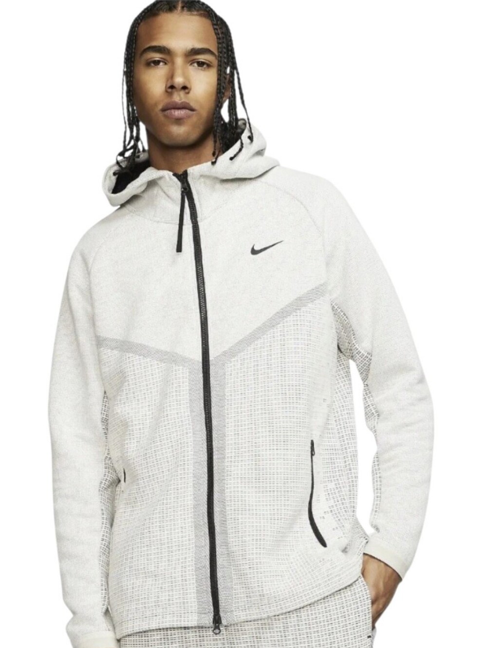 Nike Men’s Light Gray Hooded Full-Zip Performance Jacket